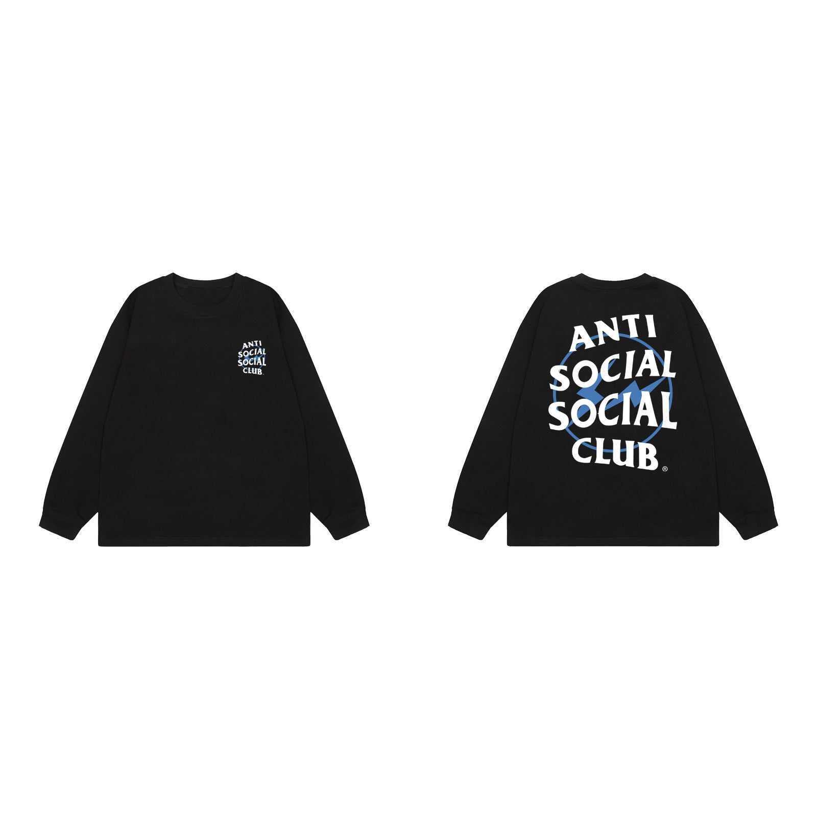 Anti Social Social Club Blue Circle Logo Long Sleeve T-Shirt - Black