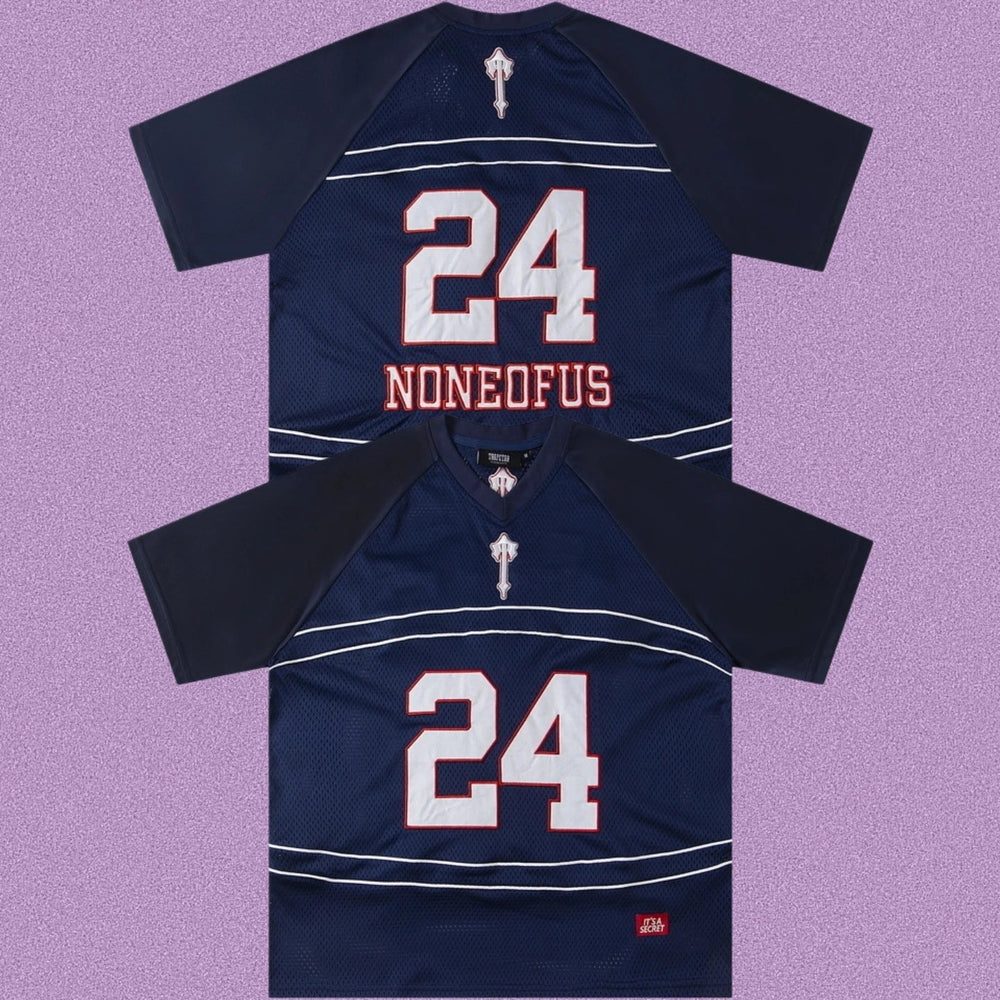 Trapstar "NONEOFUS" Raglan Football Jersey - Navy/White