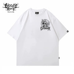 Trendy American Street Chicano Flower Font Short Sleeve Loose Cotton Heavy Weight Clown Hip Hop Tattoo Artist T-shirt Crowd