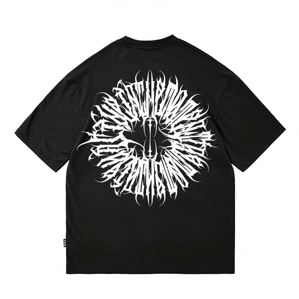 Loose T-shirt Chicano Dark Flower Font West Coast Printed High Street Short Sleeve American Heavy Cotton Trendy Brand