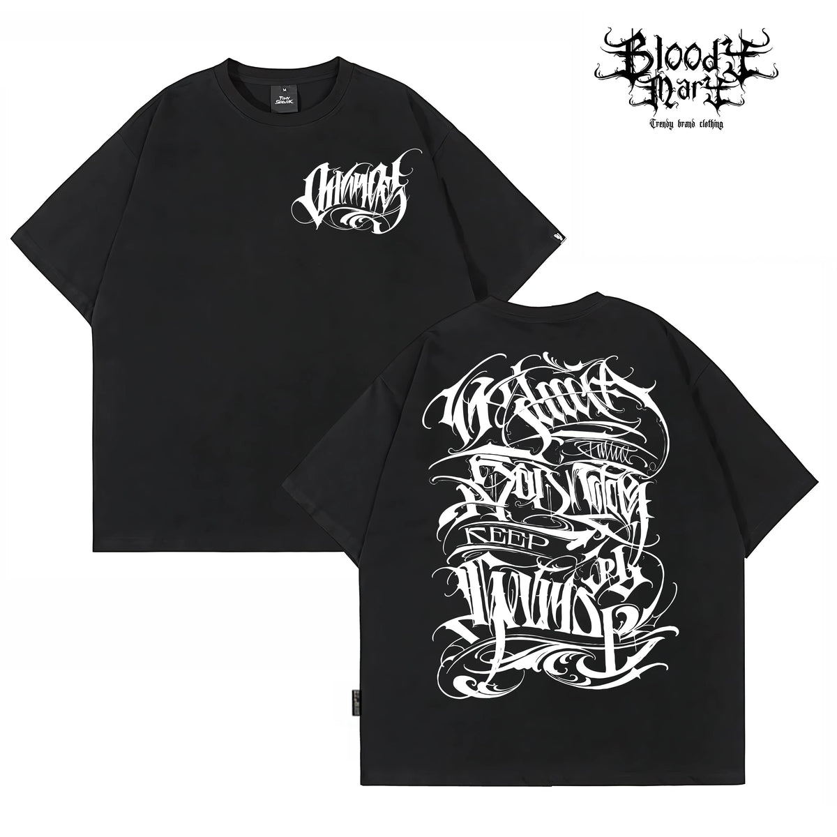 Original Trendy Brand Dark American China-Chic Huati Tattoo Master Small Crew Neck Personalized Rock and Roll Print Hip Hop T-shirt