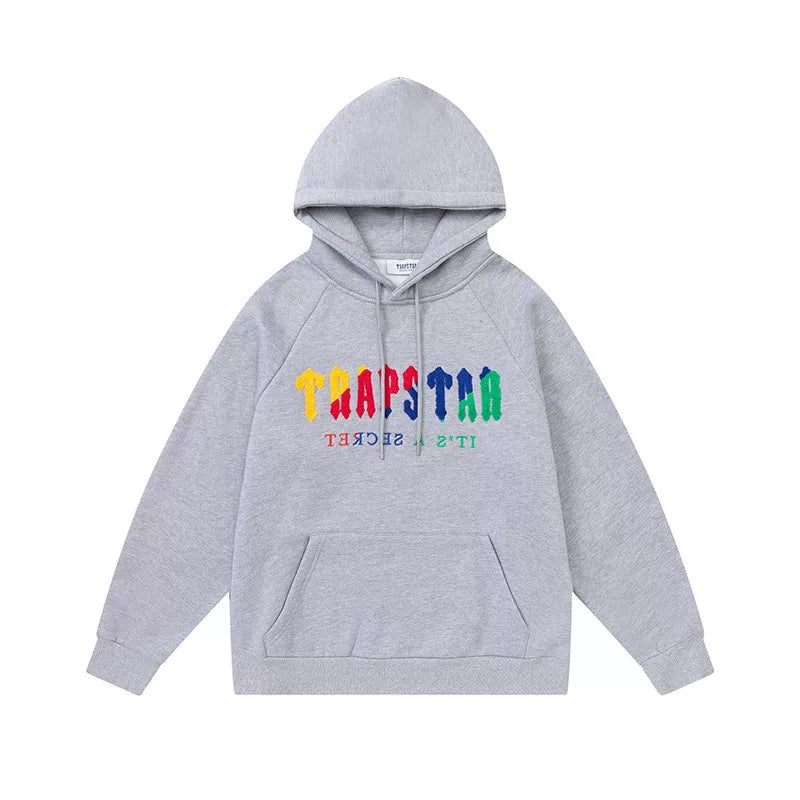 Trapstar Style Autumn/Winter Multi-Color Logo Graphic Hoodie - Heather Grey