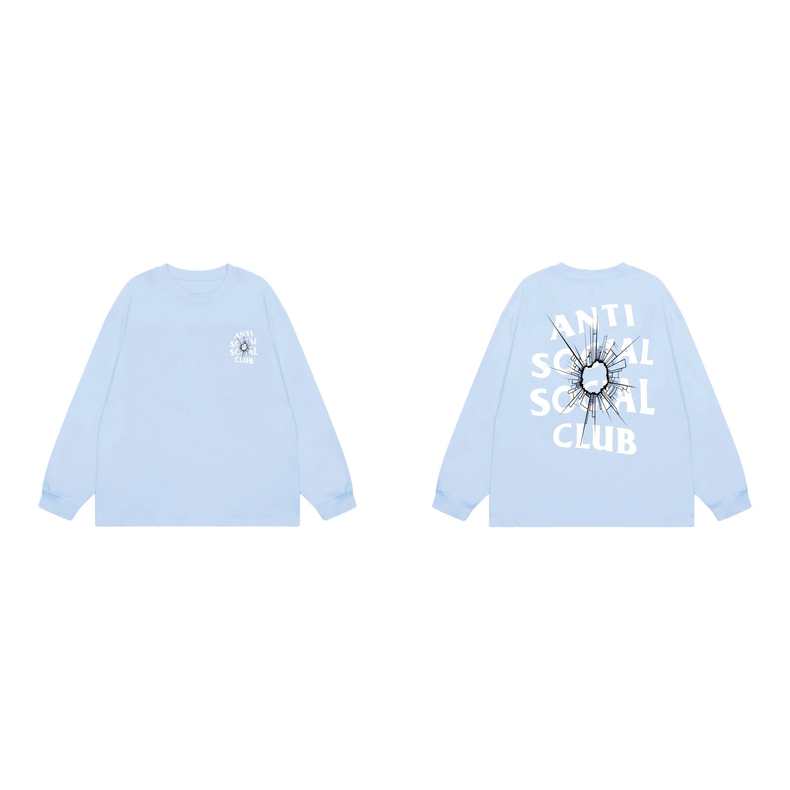 Anti Social Social Club Bullet Hole Long Sleeve T-Shirt - Light Blue