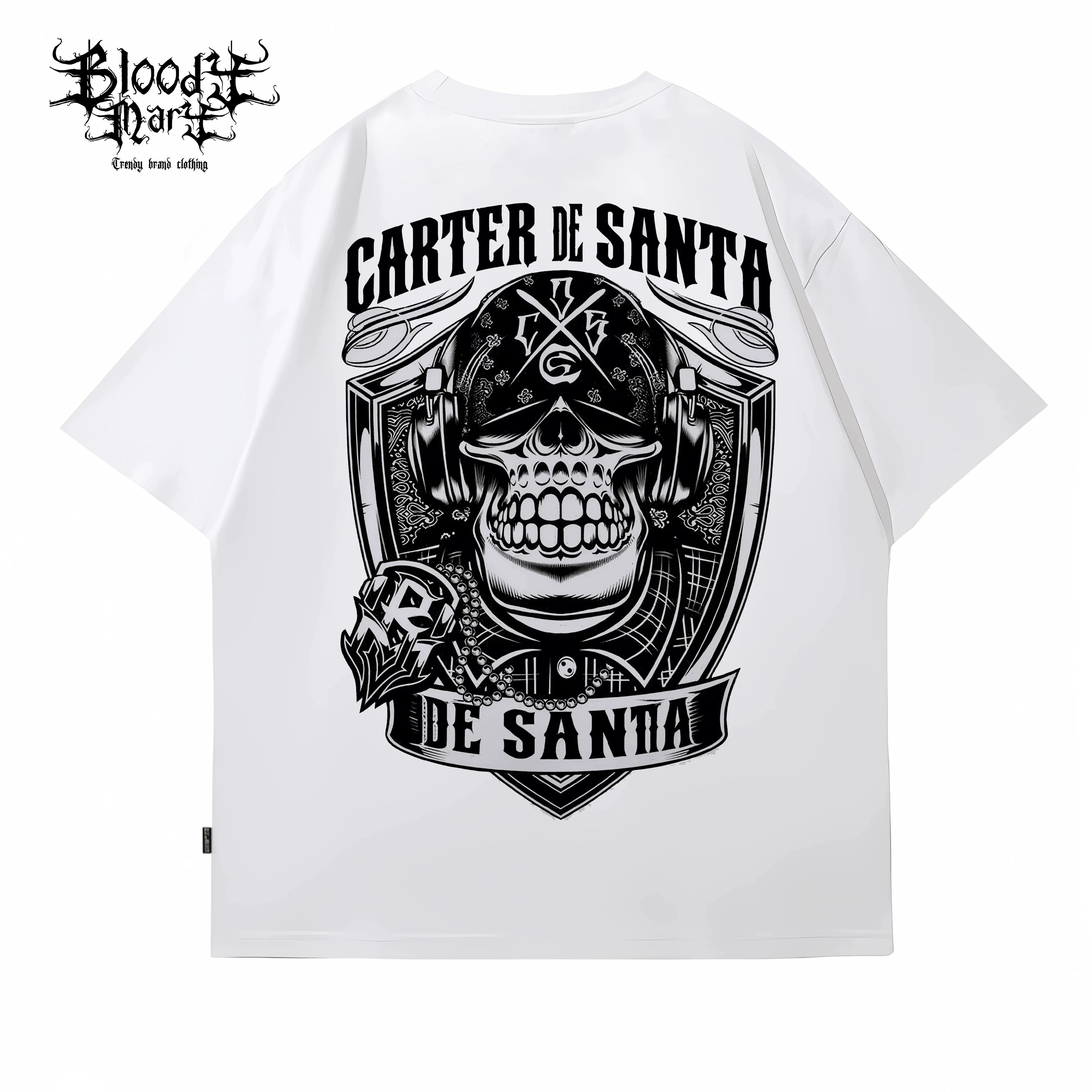 Original American street flower font, Fugu Chicano loose cotton, heavyweight, niche hip-hop tattoo artist, trendy brand T
