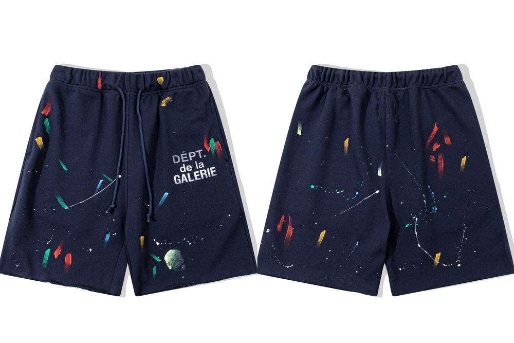 Gallery Dept. Paint Splatter French Terry Shorts - Dark Navy