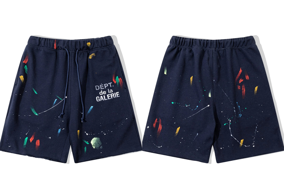 Gallery Dept. Paint Splatter French Terry Shorts - Dark Navy
