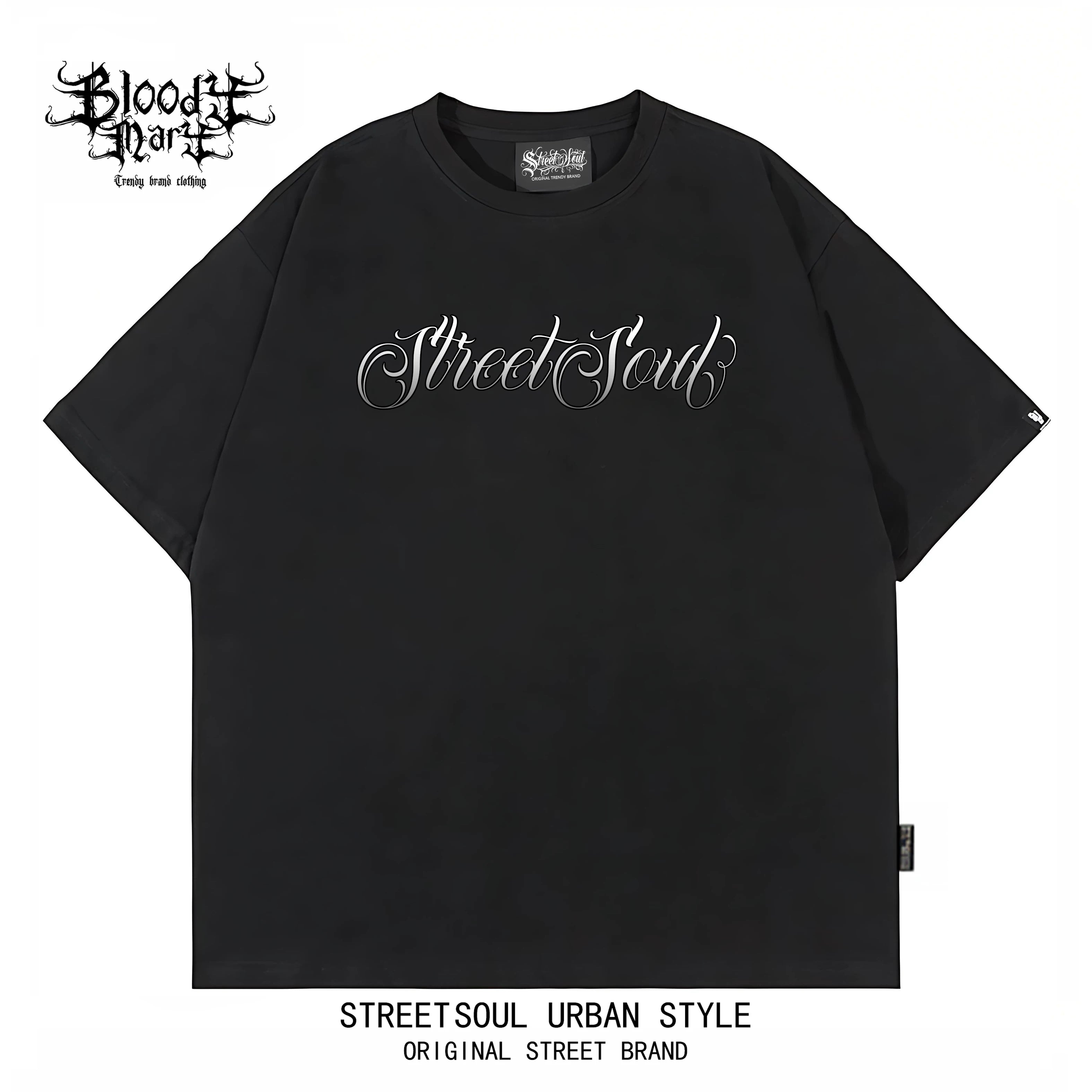 American hip-hop Chicano ins style printed short sleeved T-shirt for men and women loose black trendy brand versatile summer new item