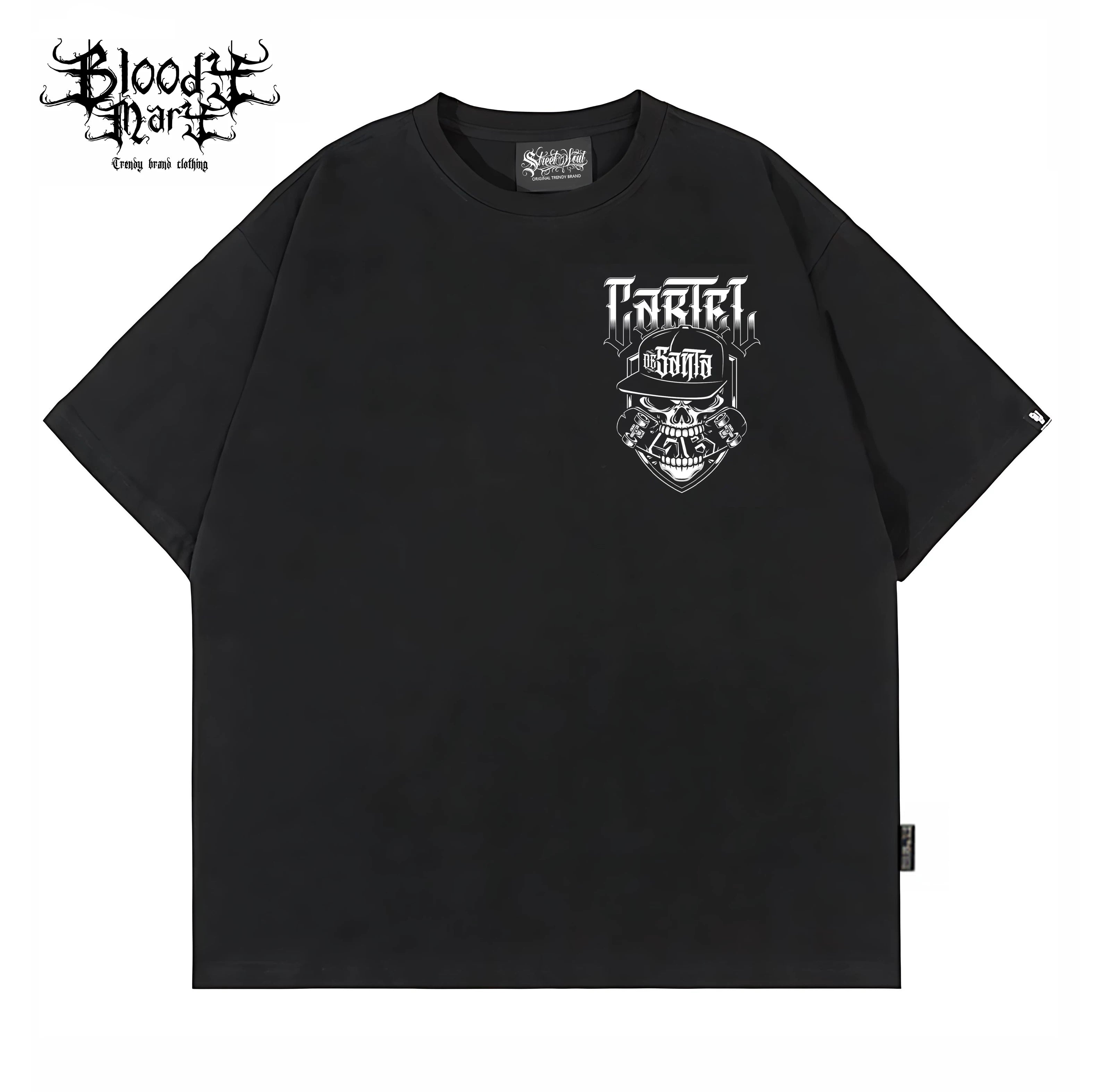 Original American street flower font, Fugu Chicano loose cotton, heavyweight, niche hip-hop tattoo artist, trendy brand T