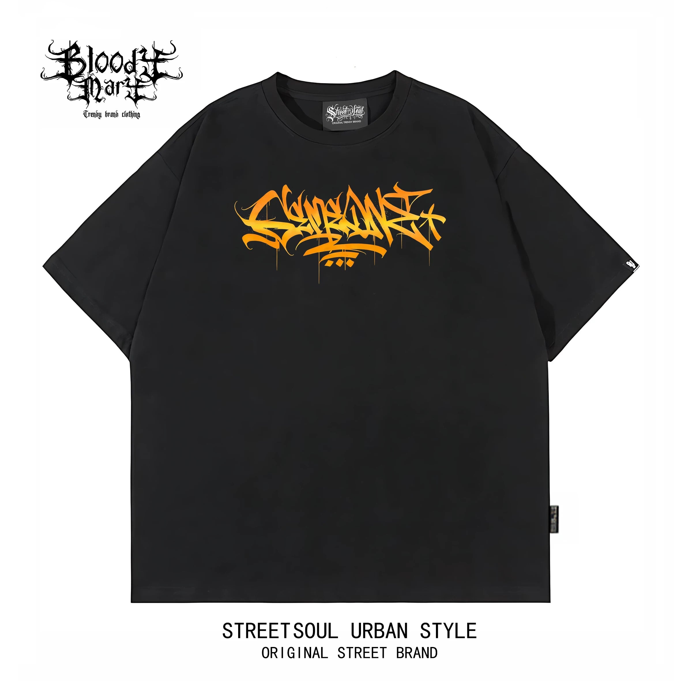 Trendy brand American floral font hip-hop West Coast short sleeved T-shirt men's loose street trendy brand tattoo artist heavyweight pure cotton
