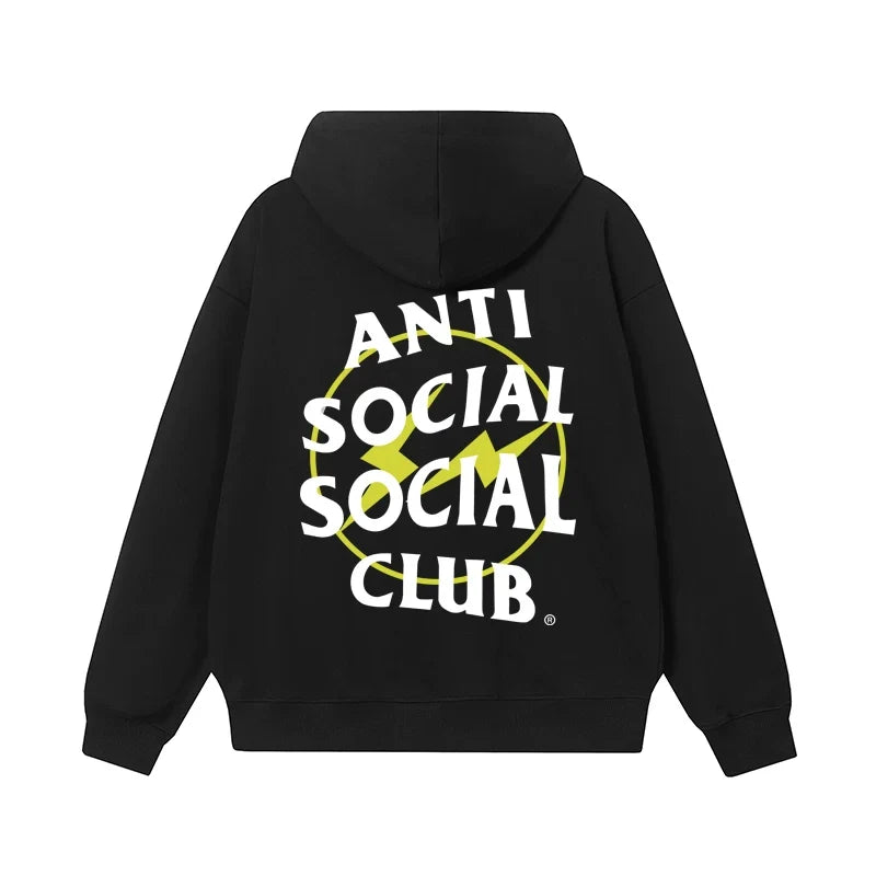 Anti Social Social Club Yellow Circle Logo Hoodie - Black/White