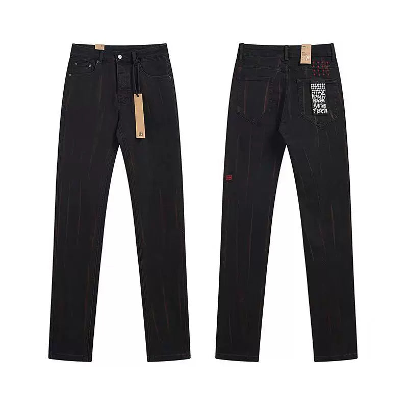 Ksubi Red Stripe Pattern Denim - Washed Black