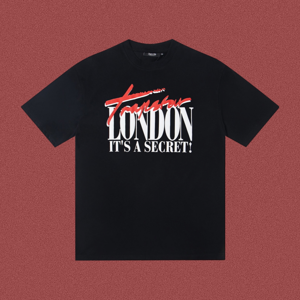 Trapstar London Secret Script & Block Logo Tee - Black/Red