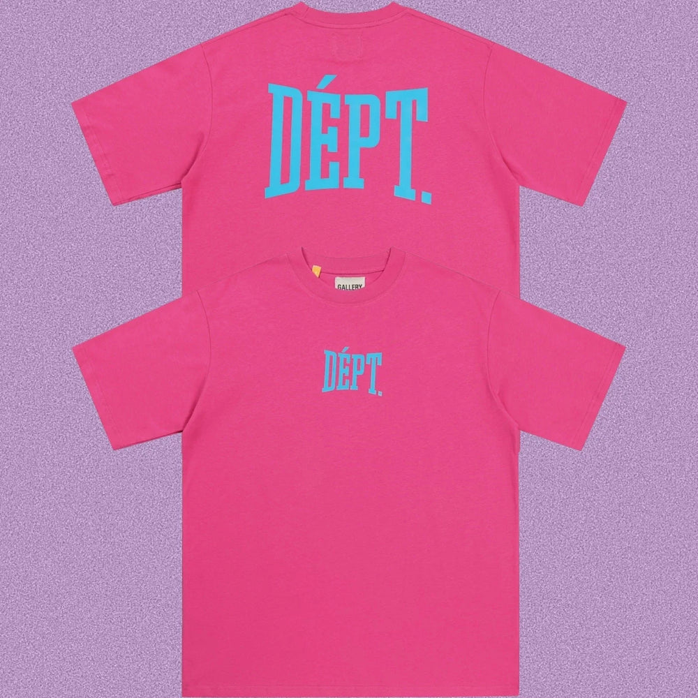 Gallery Dept. Arch Logo Short Sleeve T-Shirt - Pink/Cyan