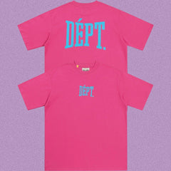 Gallery Dept. Arch Logo Short Sleeve T-Shirt - Pink/Cyan