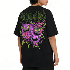 American street flower font short sleeved loose cotton heavyweight niche hip-hop tattoo artist trendy T-shirt flame letter