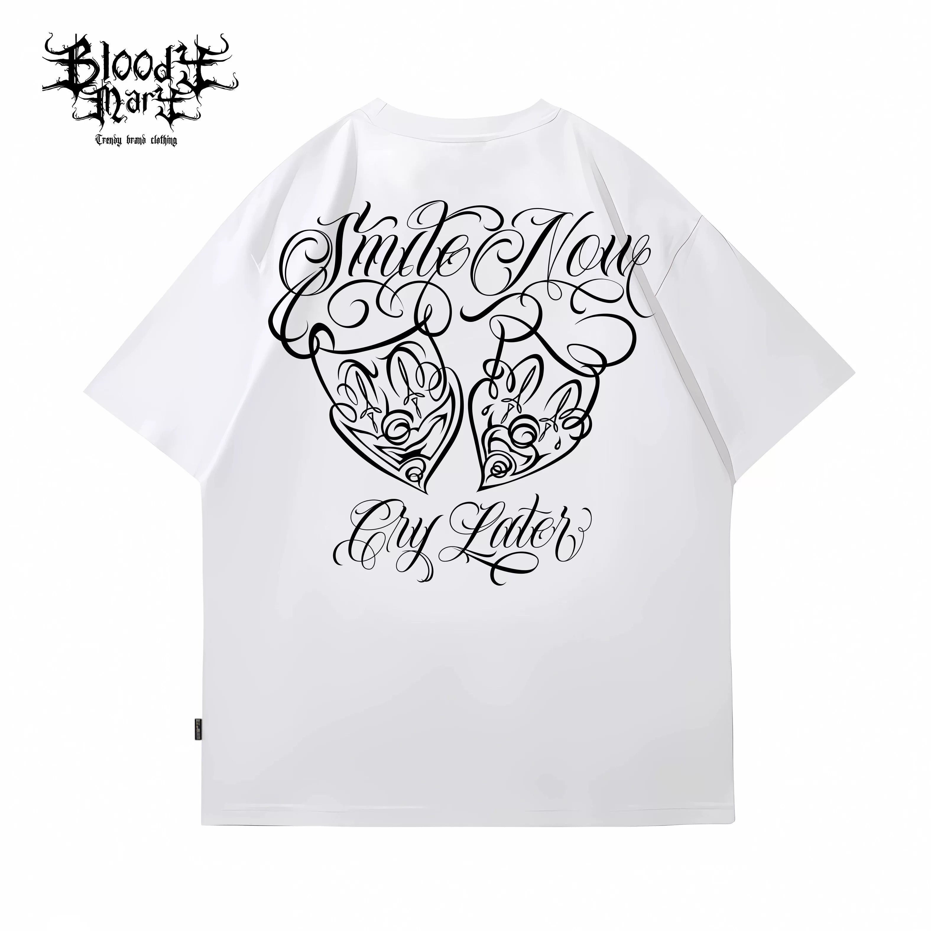 Original Trendy Brand American Street Flower Font Short sleeved Men's and Women's Loose Cotton Heavy duty Niche Hip Hop Clown T-shirt