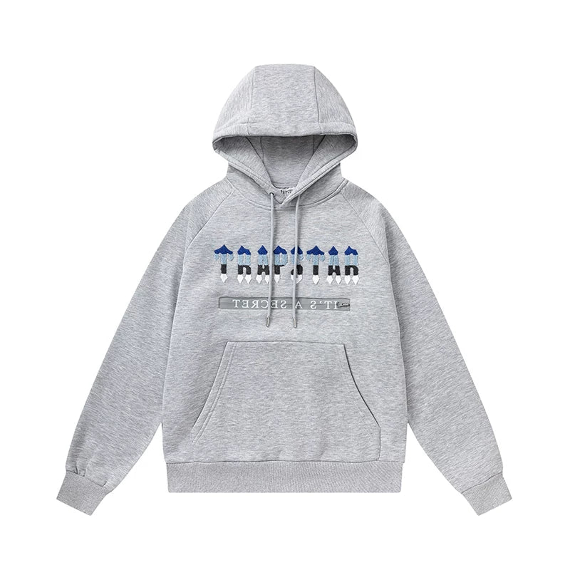 Trapstar Style Autumn/Winter Casual Graphic Hoodie - Heather Grey