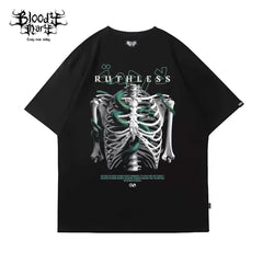 American street skull short sleeved T-shirt loose pure cotton design unisex trendy brand top