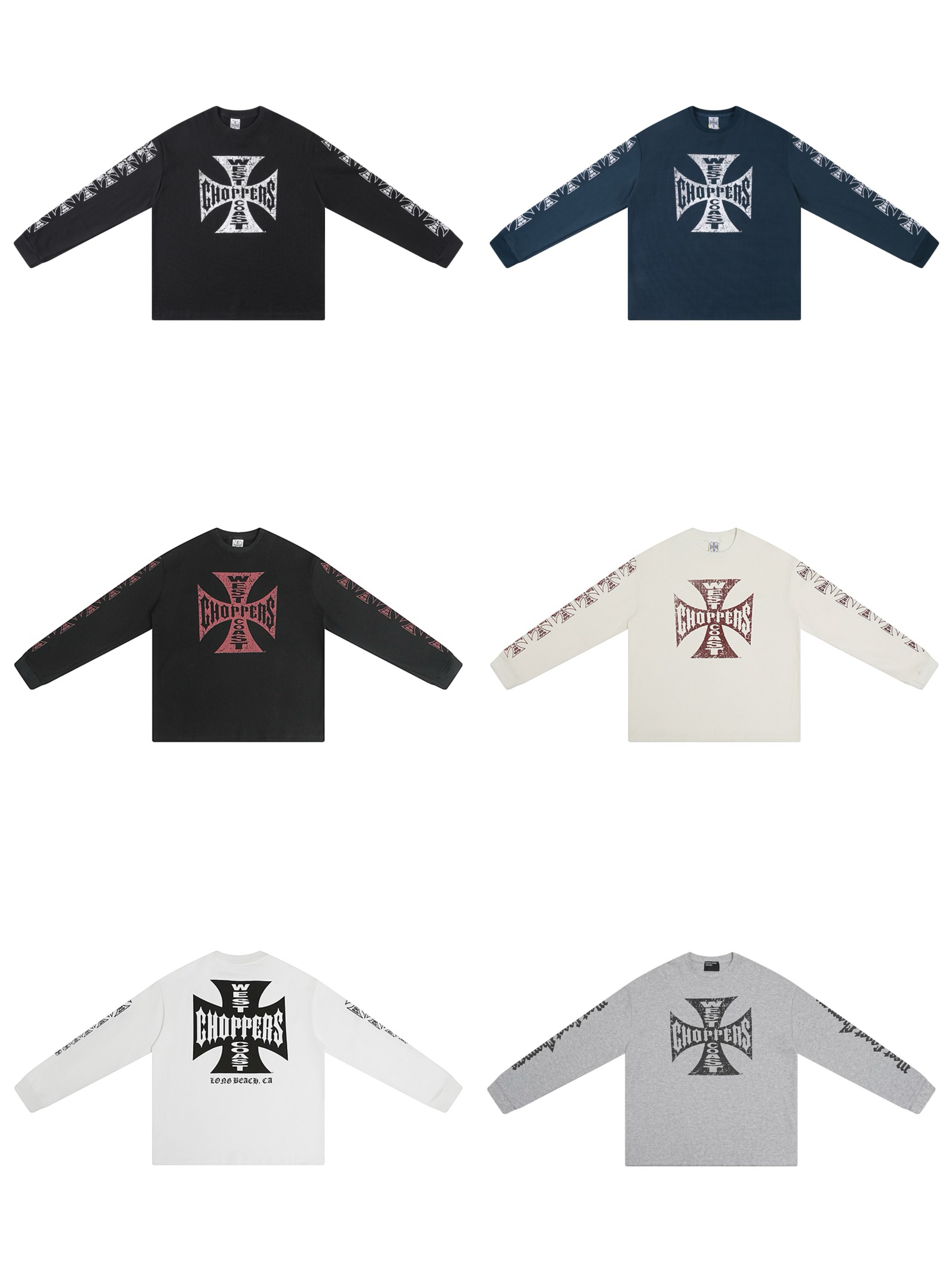 West Coast Choppers Cross Print ERD Stylist Same Style Waffle Sanskrit Long Sleeve (6)