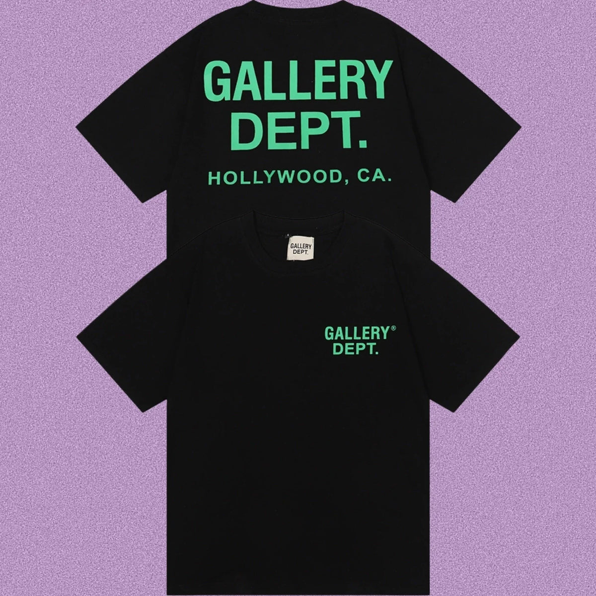 Gallery Dept. Hollywood Logo Short Sleeve T-Shirt - Black/Green