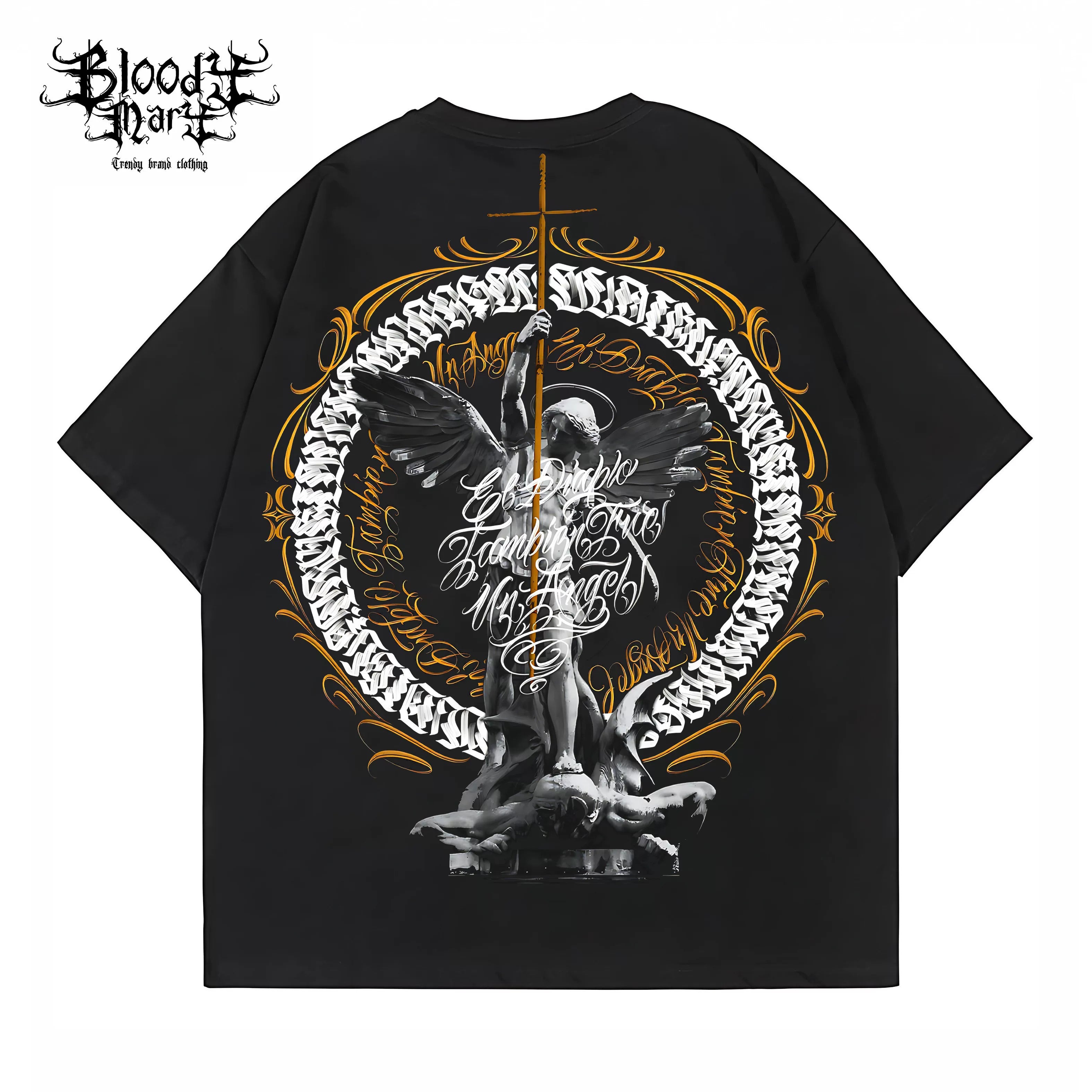 American street retro floral characters Chicano loose cotton heavyweight niche hip-hop tattoo artist trendy T-shirt