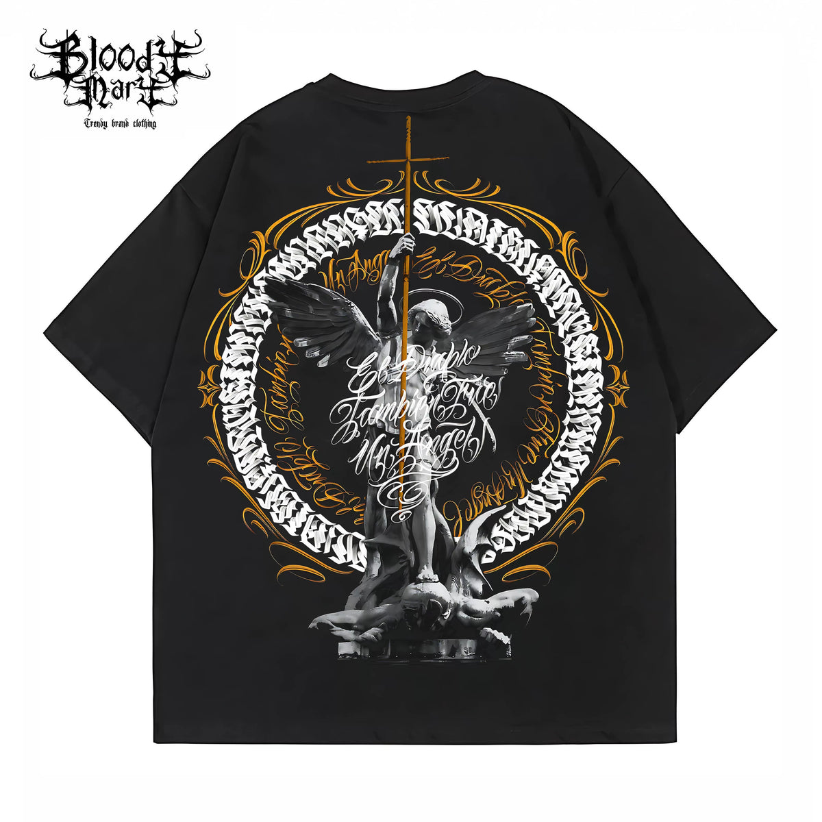 American street retro floral characters Chicano loose cotton heavyweight niche hip-hop tattoo artist trendy T-shirt