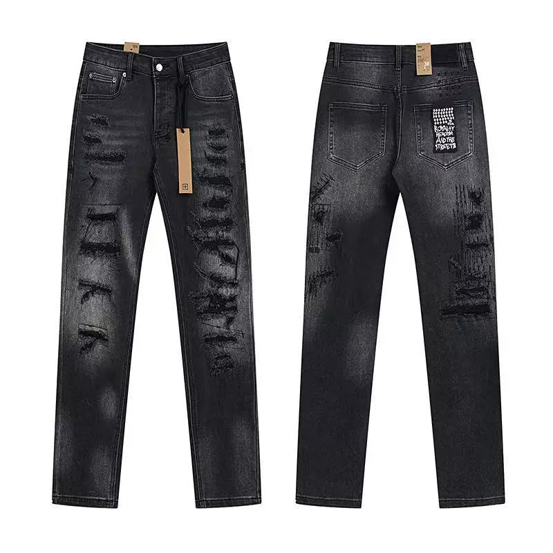 Ksubi Heavy Distressed & Shredded Denim - Washed Black