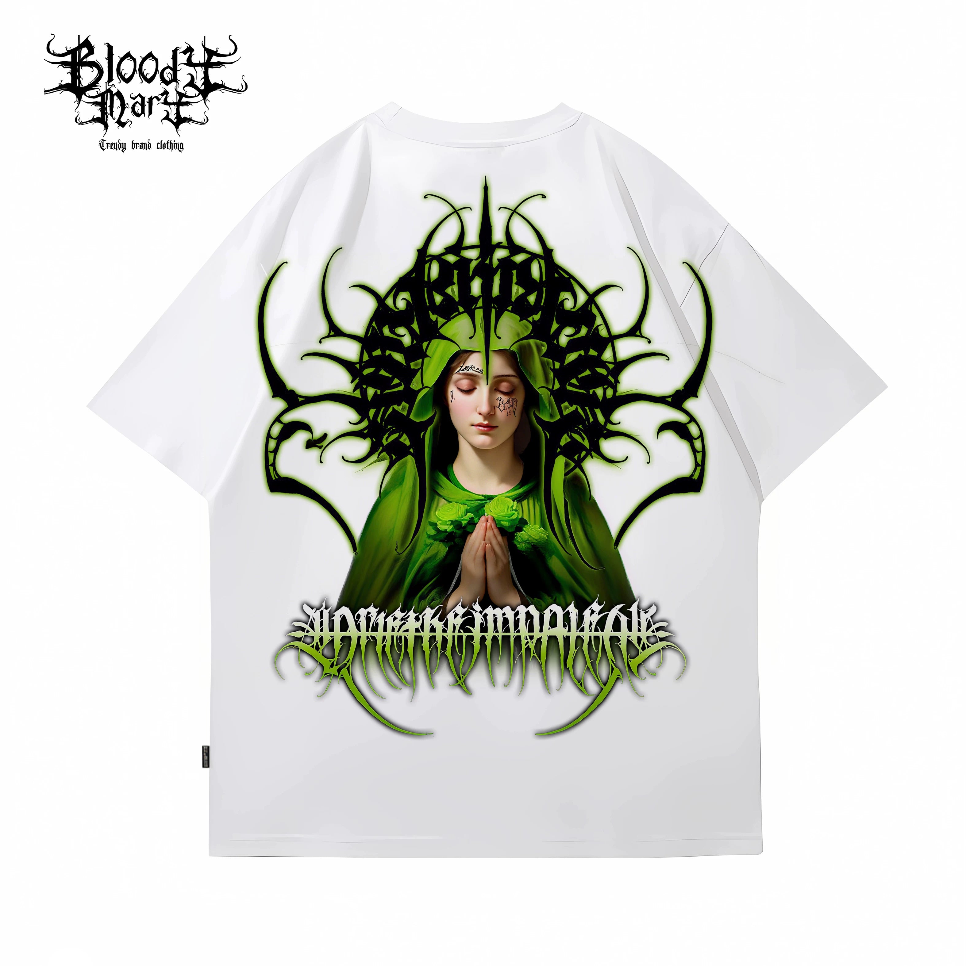 Original American street flower font retro loose cotton heavyweight niche hip-hop tattoo artist trendy brand T