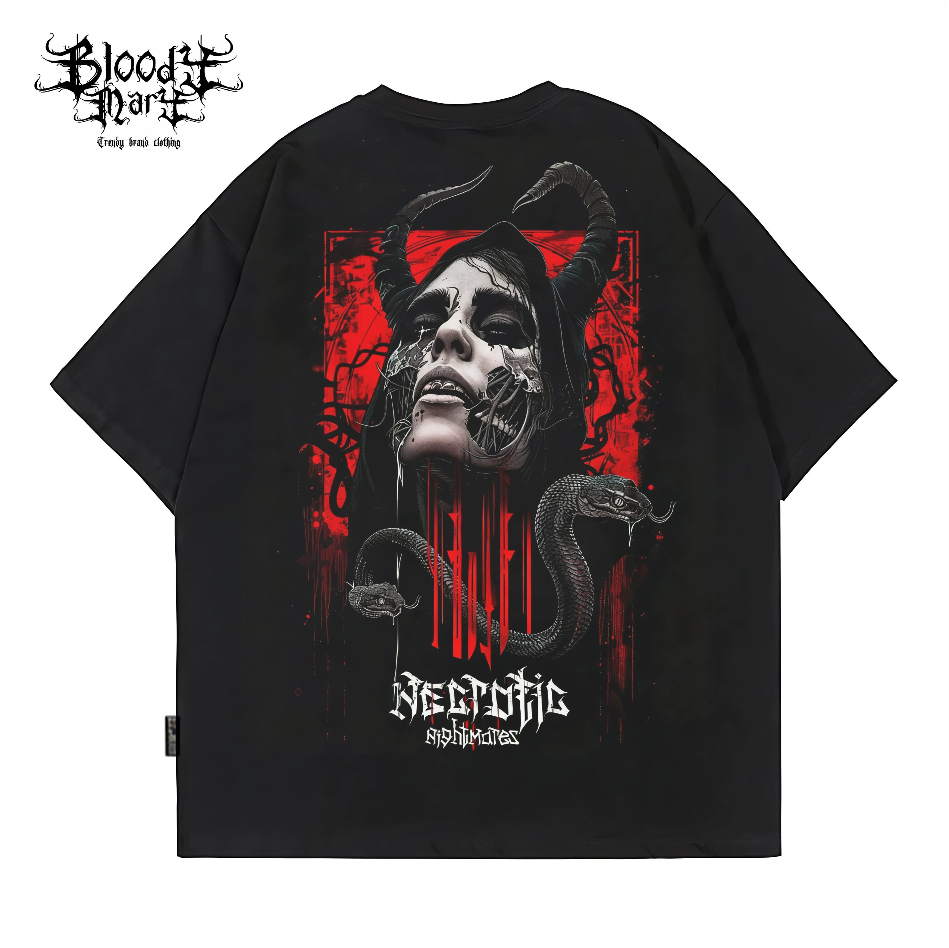 Original trendy brand dark punk skull niche American floral font heavyweight loose hip-hop printed short sleeved T-shirt