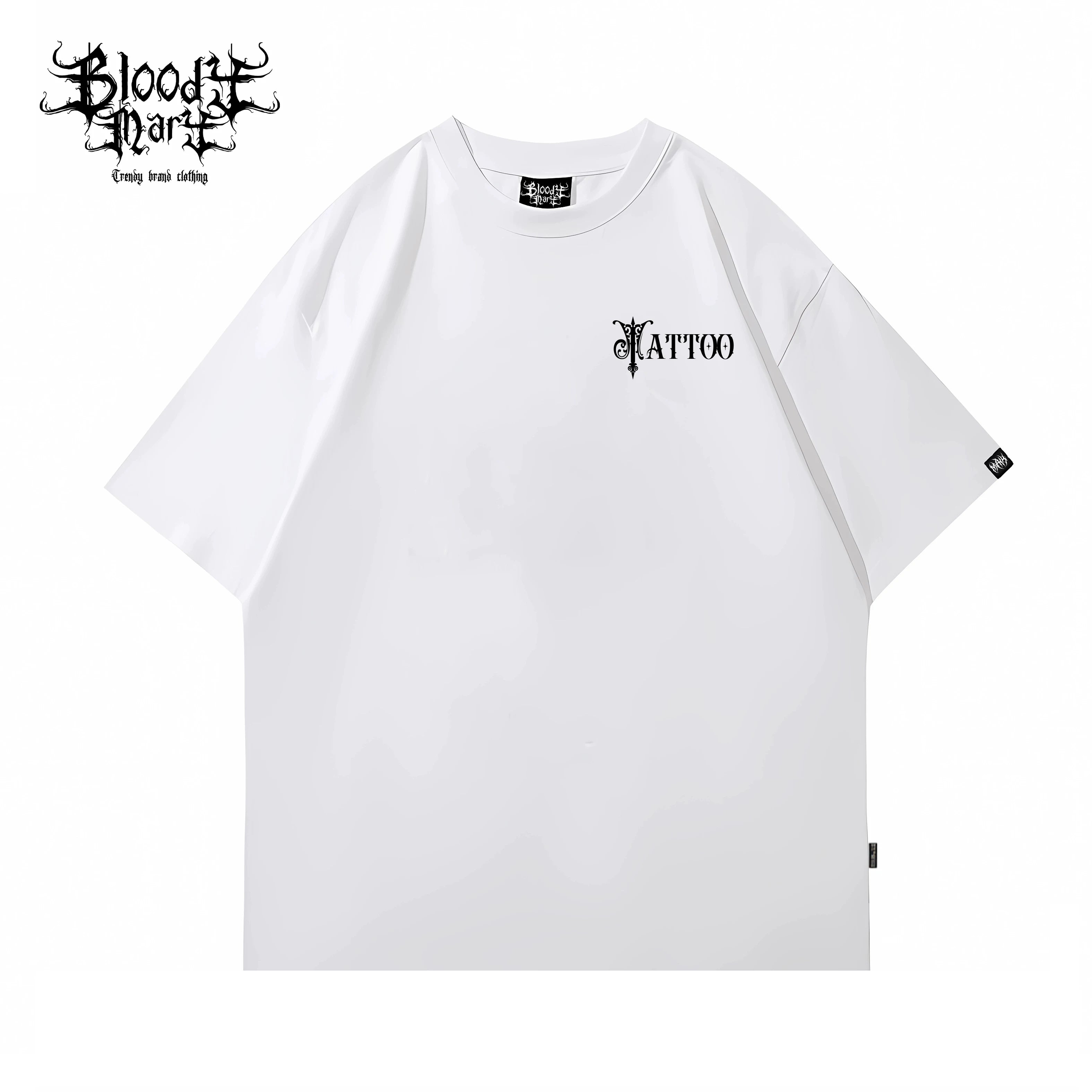 American traditional dragon street flower font short sleeved loose cotton heavyweight niche hip-hop tattoo artist trendy T-shirt