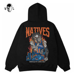 Warren Lotas Natives New York Flame Skull Hoodie - Black