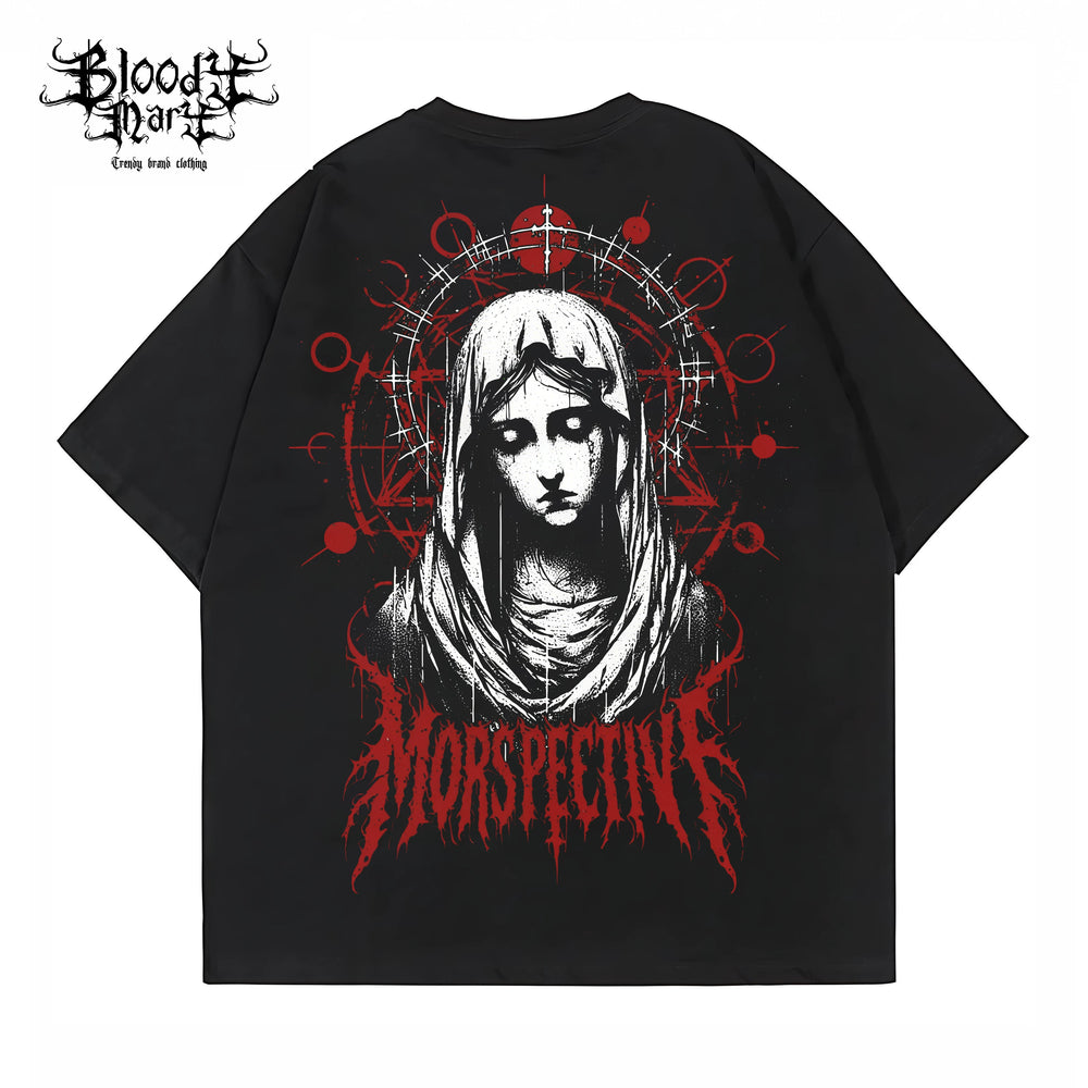 American street retro floral font short sleeved loose cotton heavyweight niche hip-hop tattoo artist trendy T-shirt