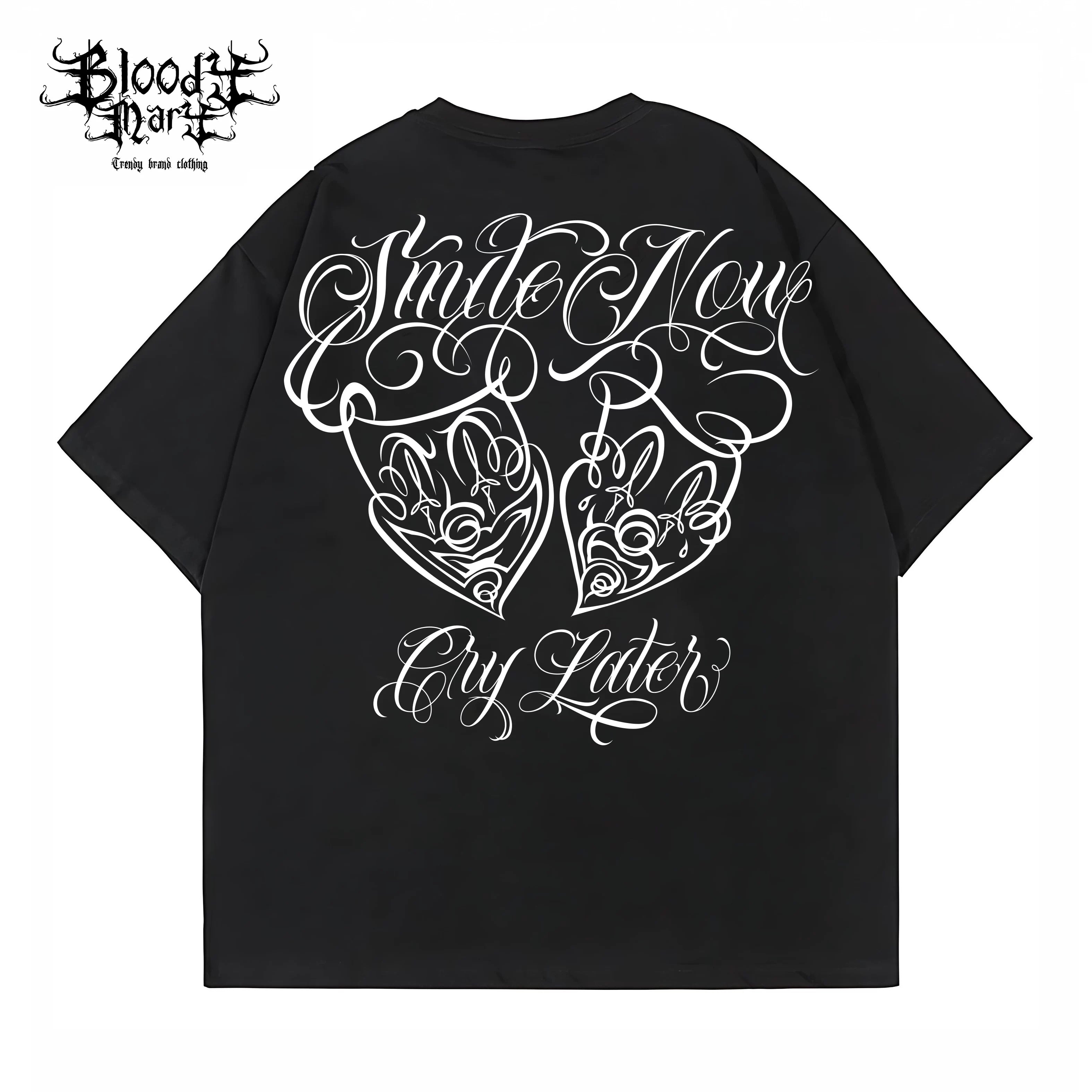 Original Trendy Brand American Street Flower Font Short sleeved Men's and Women's Loose Cotton Heavy duty Niche Hip Hop Clown T-shirt