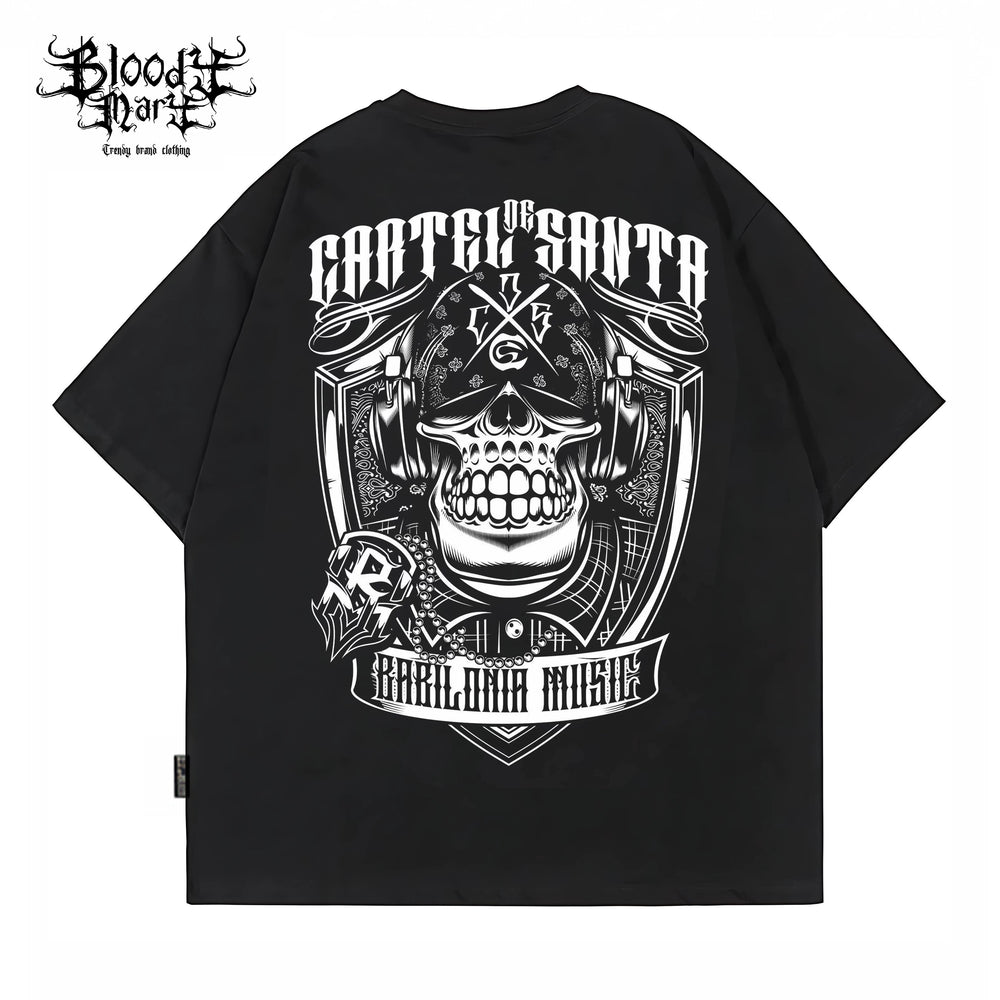 Original American street flower font, Fugu Chicano loose cotton, heavyweight, niche hip-hop tattoo artist, trendy brand T