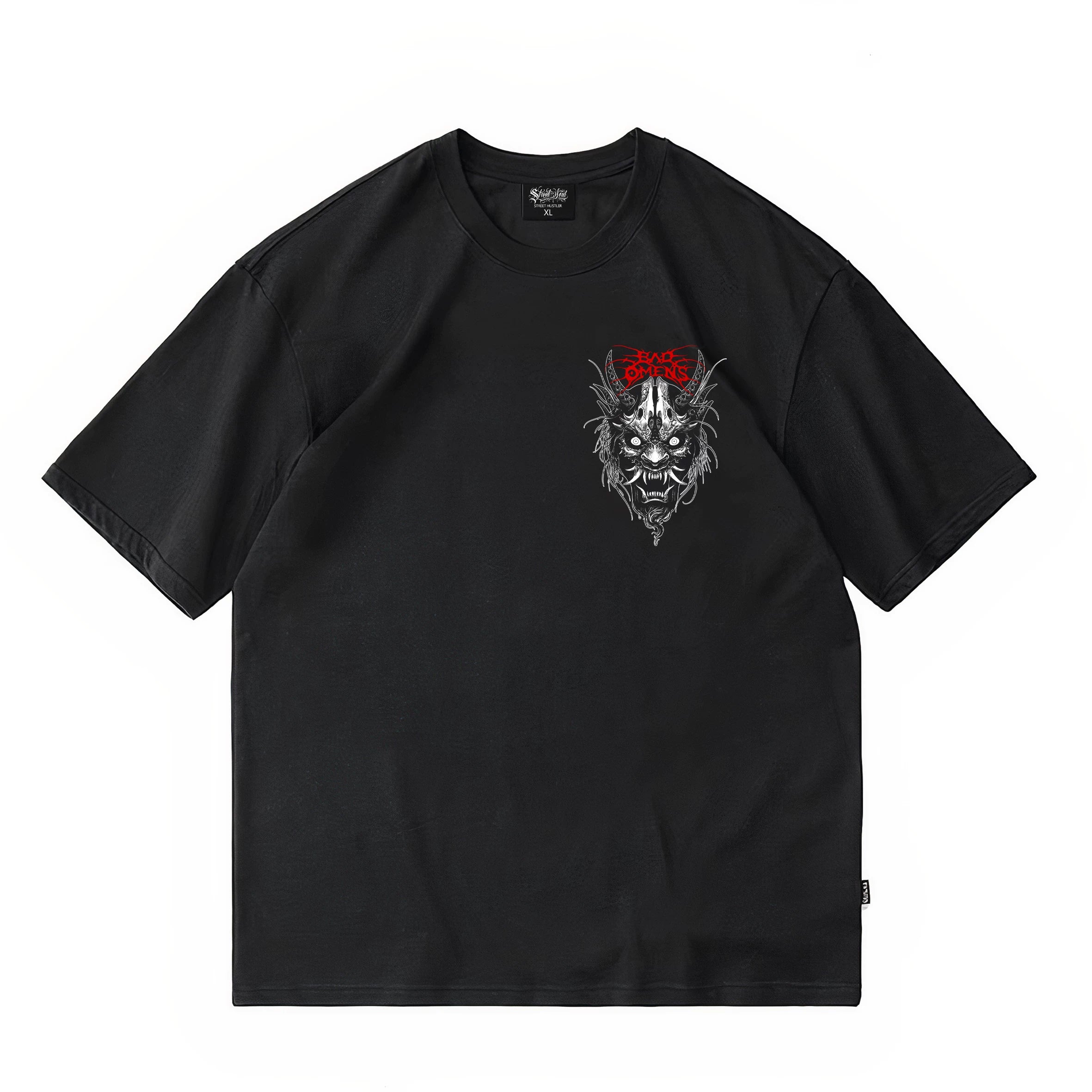 Original Trendy Brand Design American Trendy Hip Hop Retro Dark Prajna Tattoo Artist Short Sleeve Pure Cotton T-shirt for Men and Women