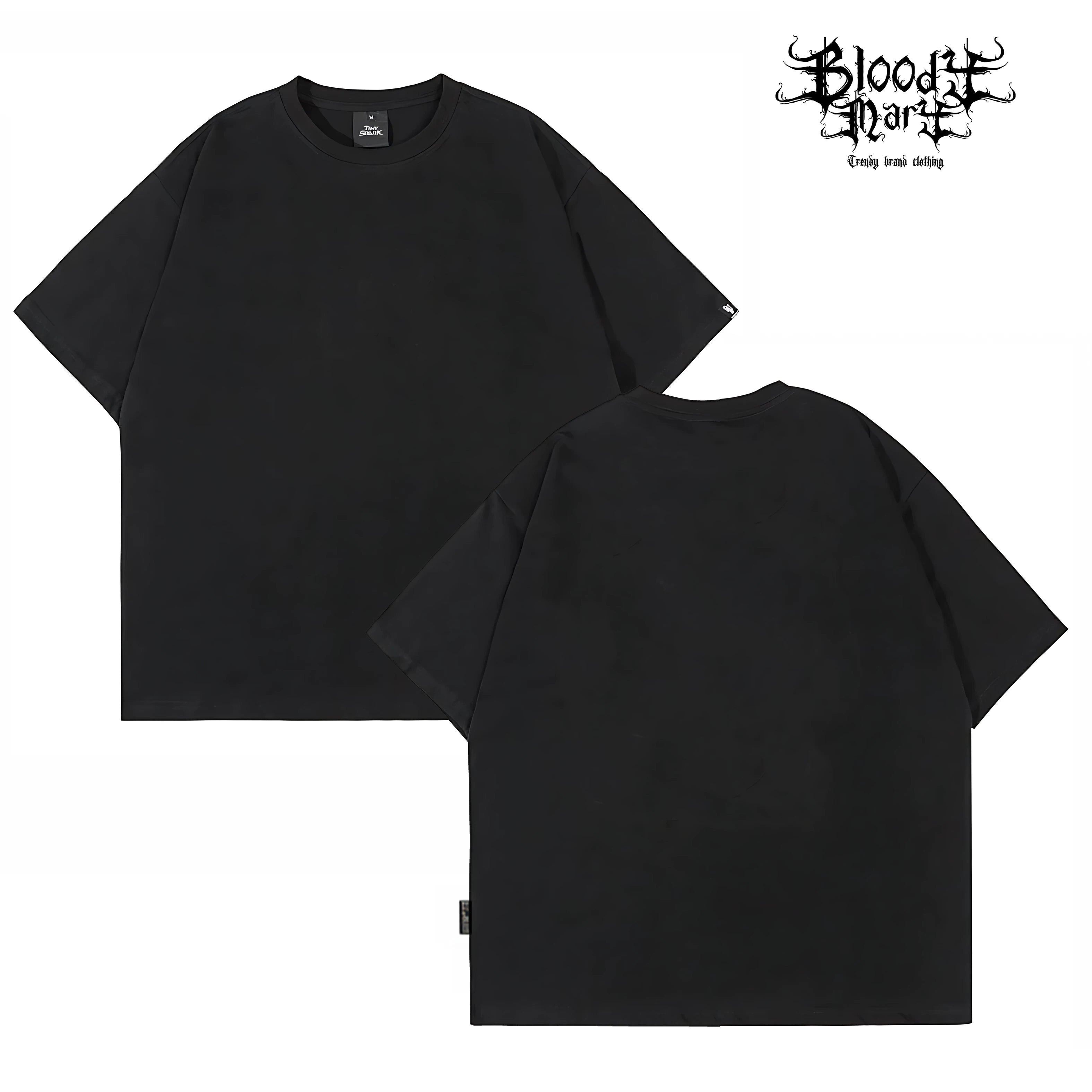 Solid color trendy brand loose T black short sleeved T-shirt for men, versatile, breathable and comfortable, drop shoulder sleeve top, heavyweight pure cotton 280G