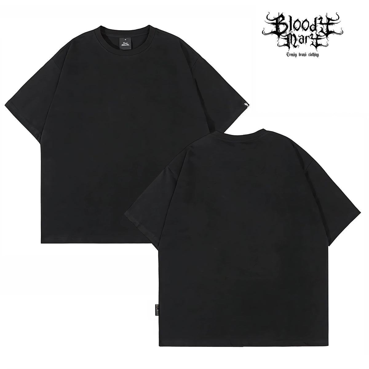 Solid color trendy brand loose T black short sleeved T-shirt for men, versatile, breathable and comfortable, drop shoulder sleeve top, heavyweight pure cotton 280G