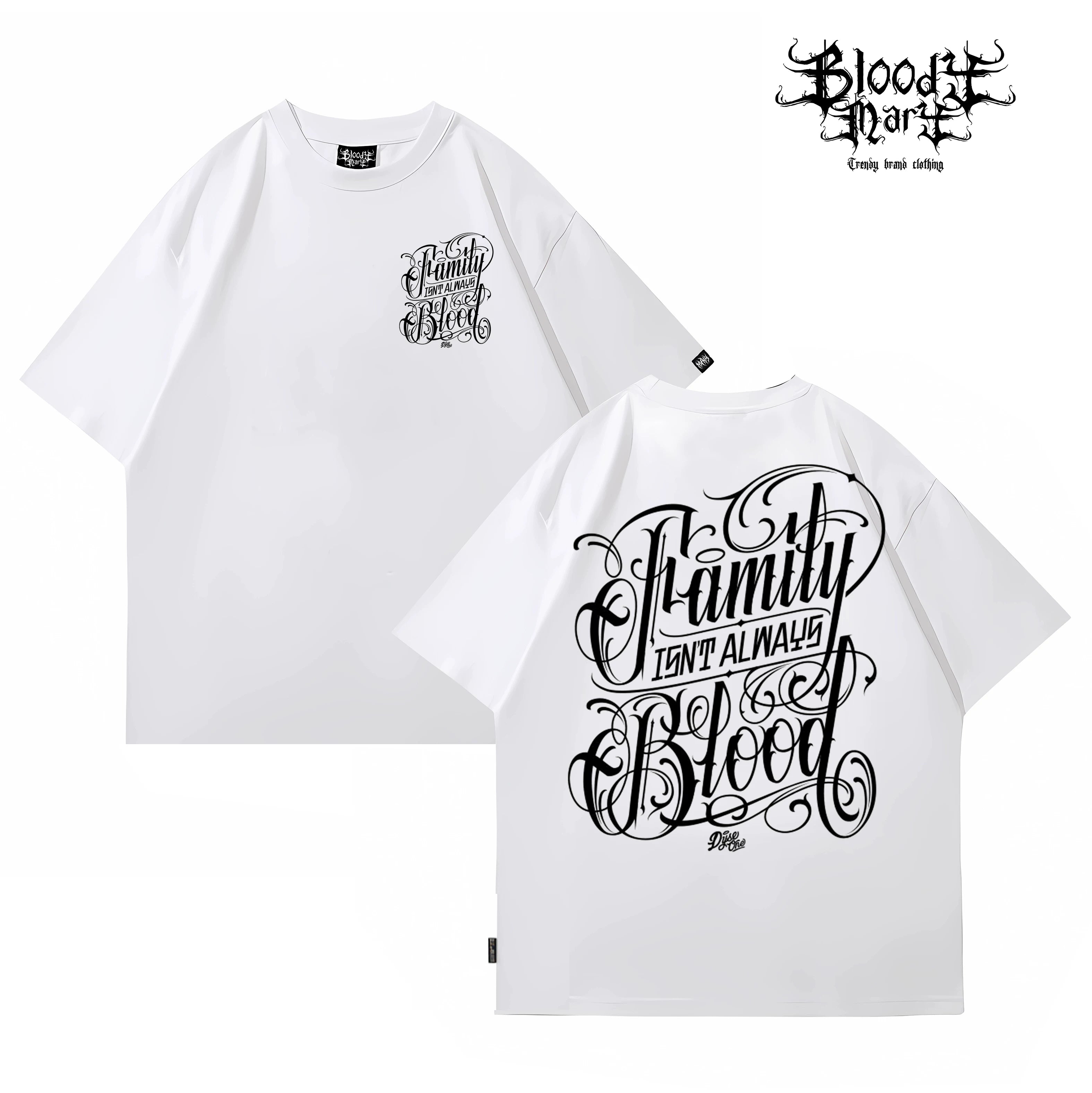 American street flower font short sleeved loose cotton heavyweight niche hip-hop tattoo artist trendy T-shirt family oriented