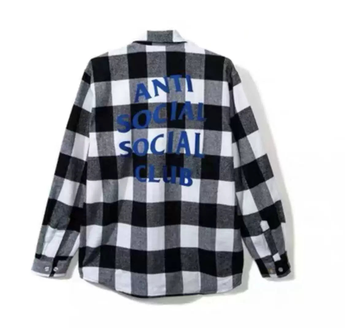 Anti Social Social Club Plaid Flannel Shirt - Black/White/Blue