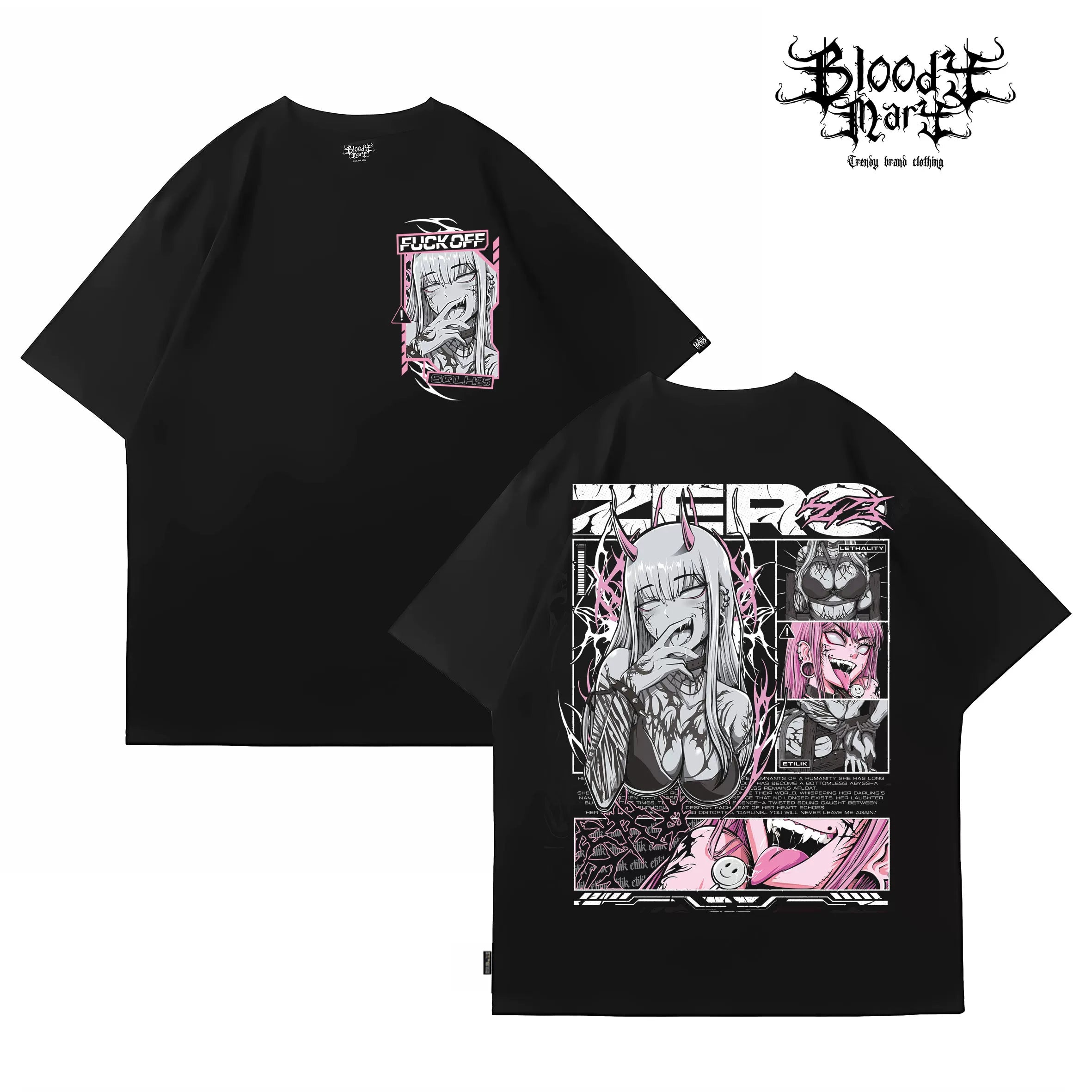 Original trendy brand American street flower font short sleeved men's and women's loose cotton tattoo artist niche hip-hop T-shirt dark