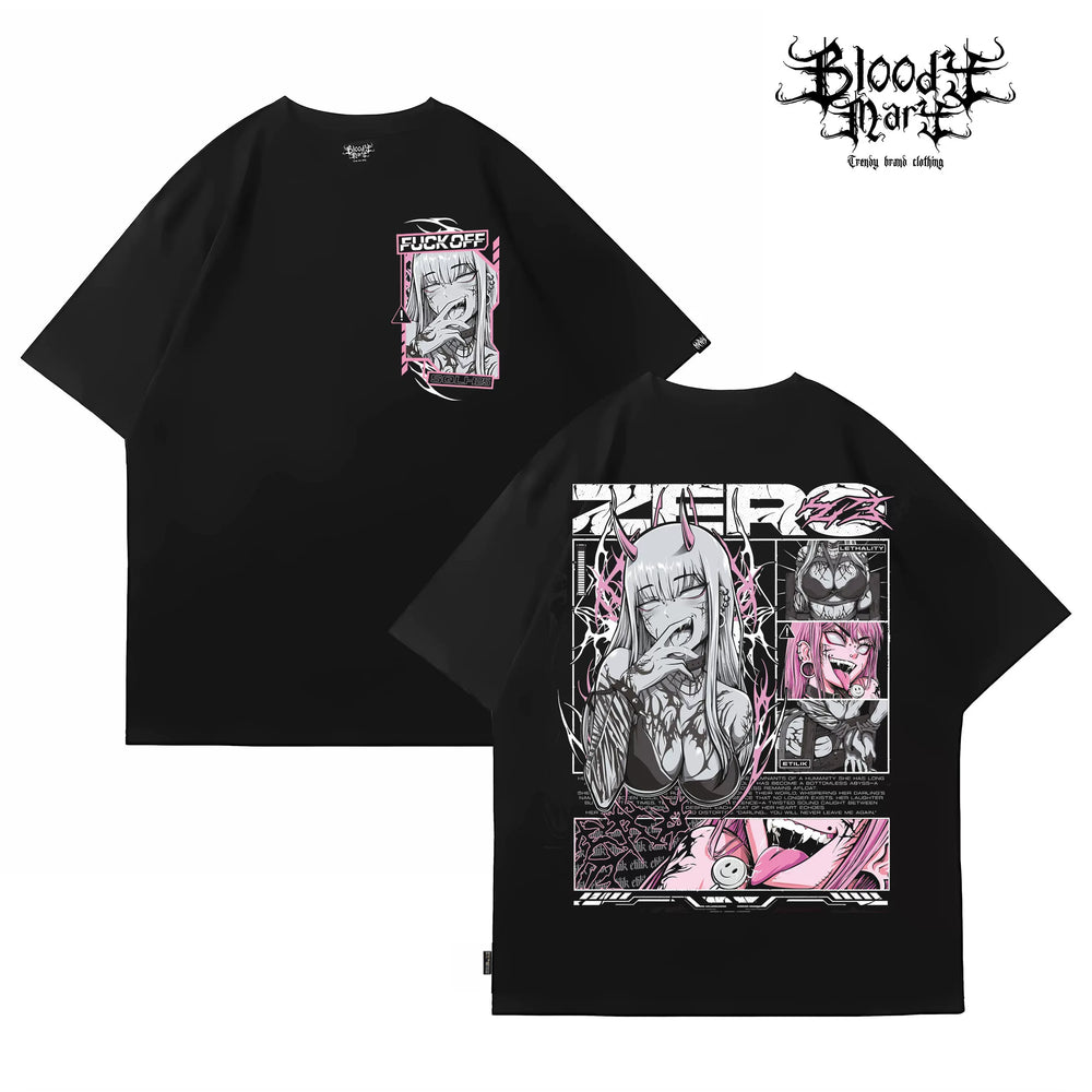 Original trendy brand American street flower font short sleeved men's and women's loose cotton tattoo artist niche hip-hop T-shirt dark