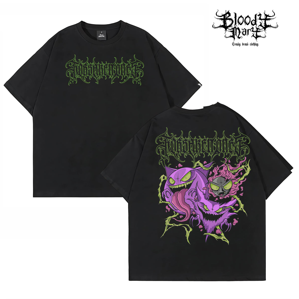 American street flower font short sleeved loose cotton heavyweight niche hip-hop tattoo artist trendy T-shirt flame letter