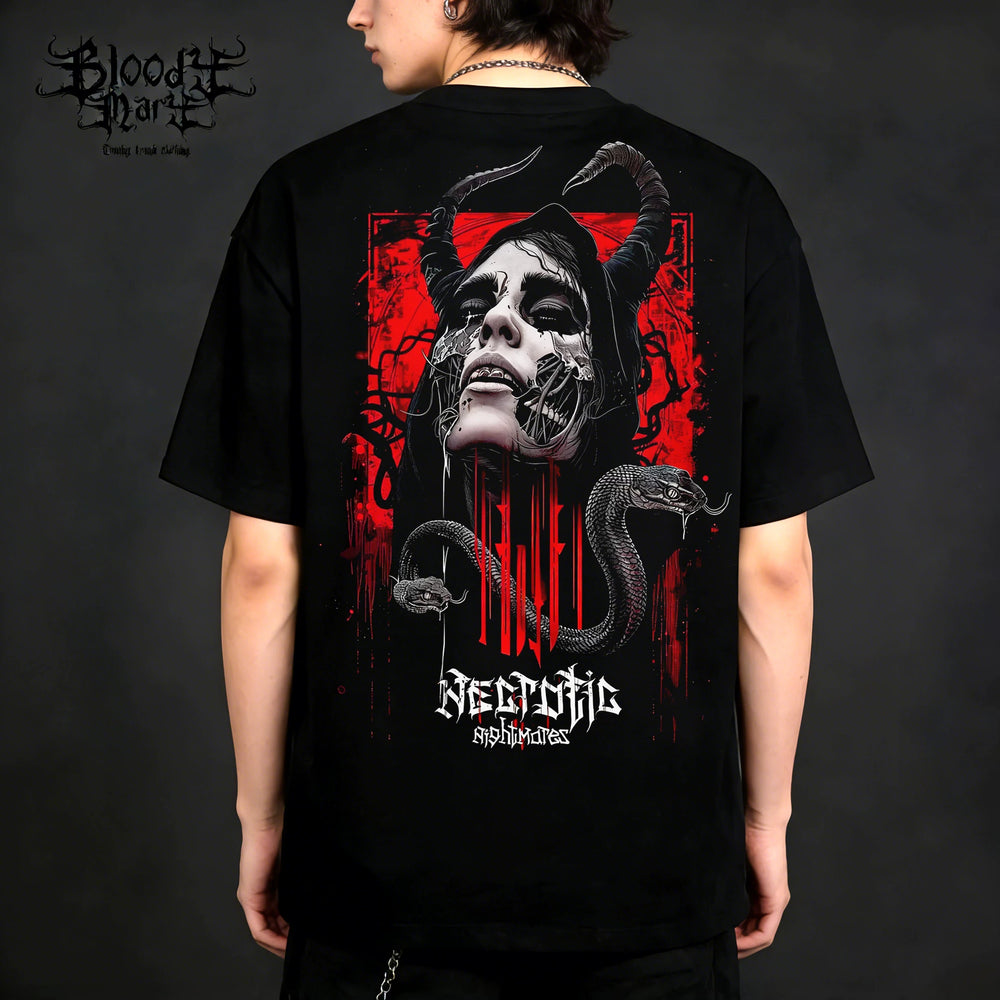 Original trendy brand dark punk skull niche American floral font heavyweight loose hip-hop printed short sleeved T-shirt
