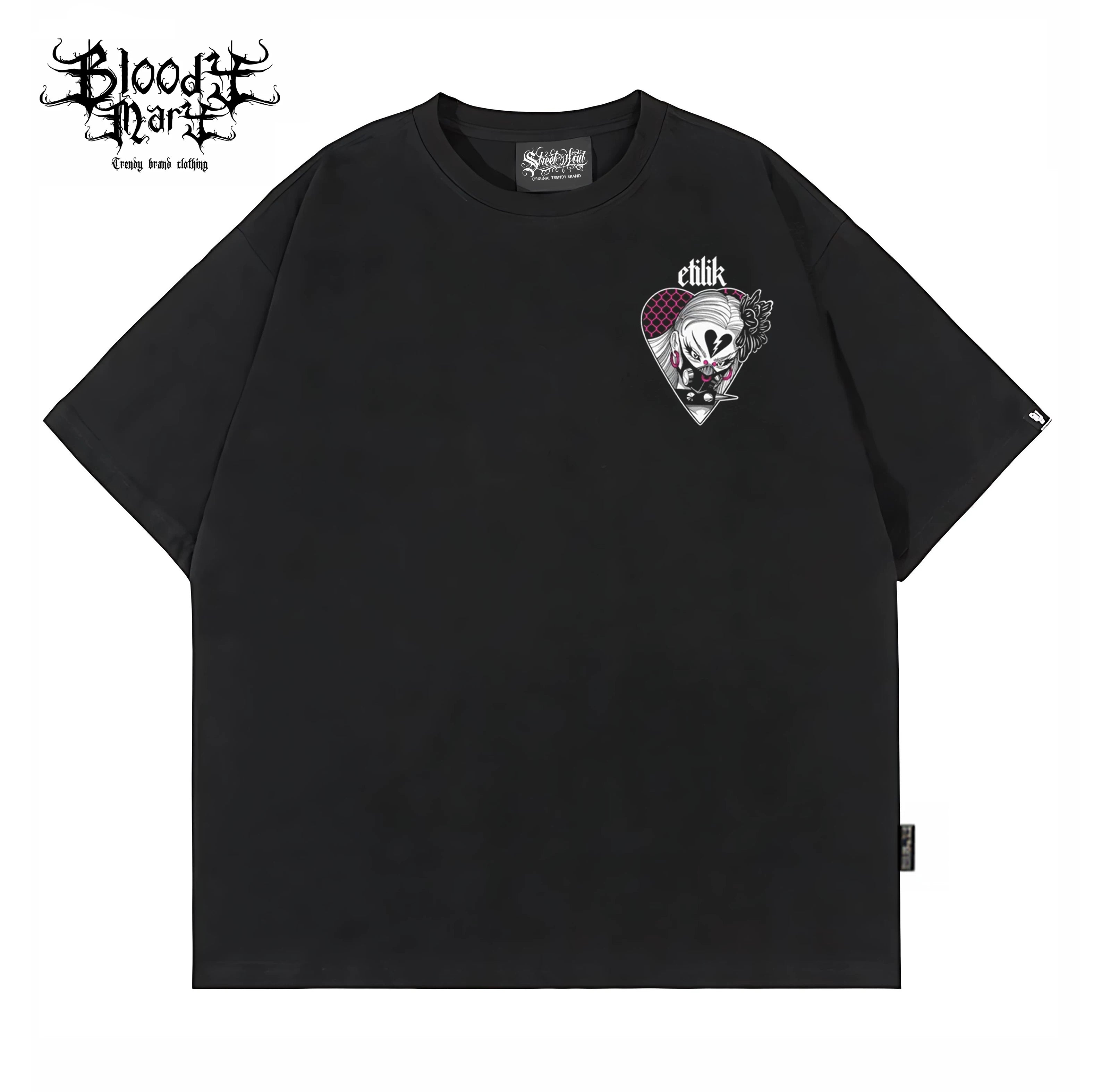 Original American street loose pure cotton heavyweight niche hip-hop tattoo artist trendy brand T-flower font West Coast Chino