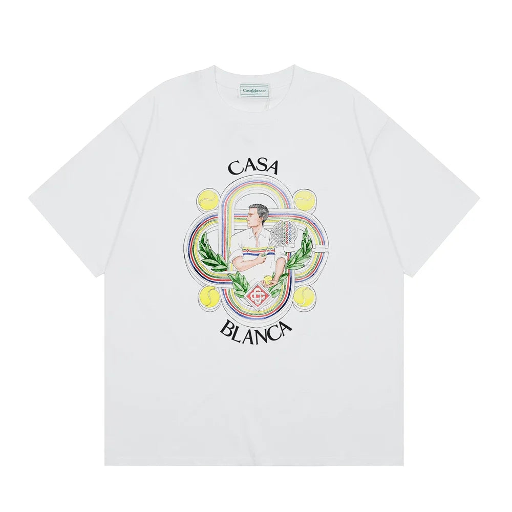Casablanca Ornate Crest & Figure T-Shirt - White