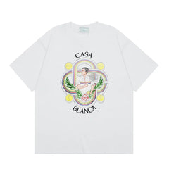 Casablanca Ornate Crest & Figure T-Shirt - White