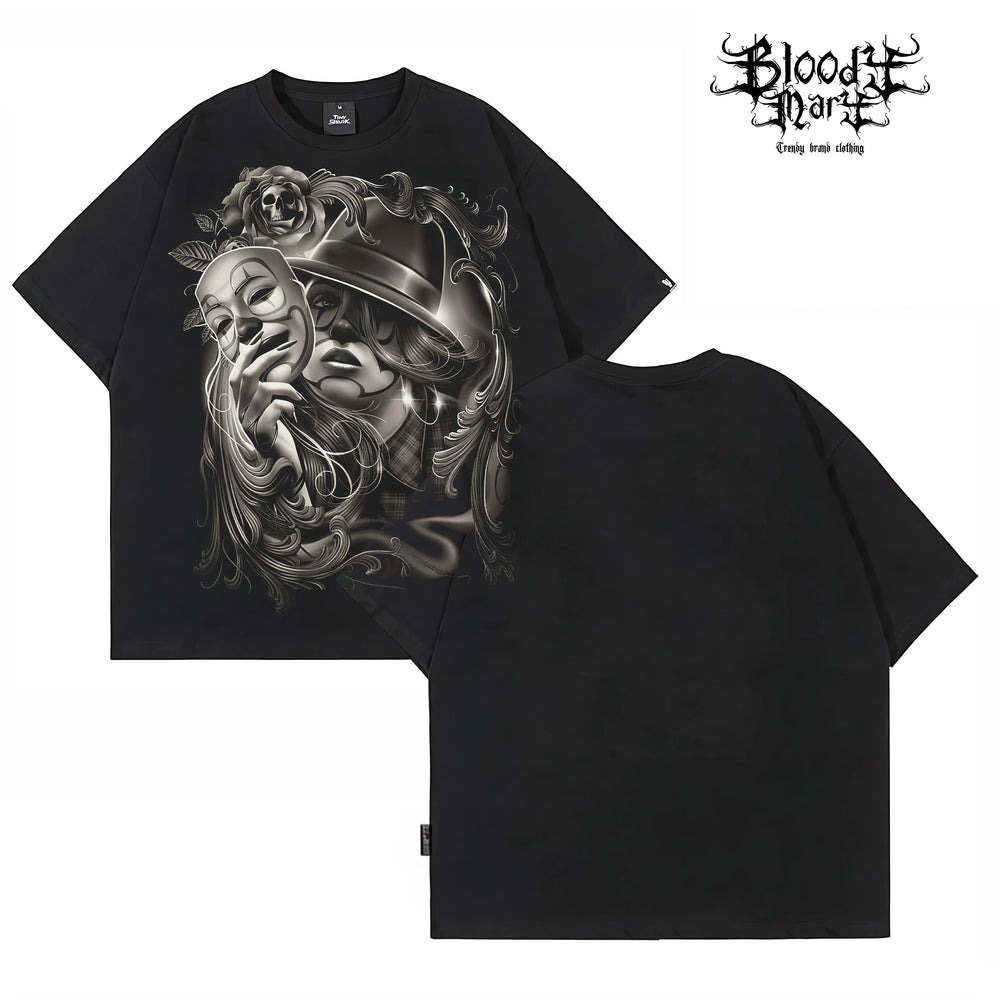 Original American street retro Chicano West Coast pure cotton heavyweight niche hip-hop tattoo artist trendy T-shirt print