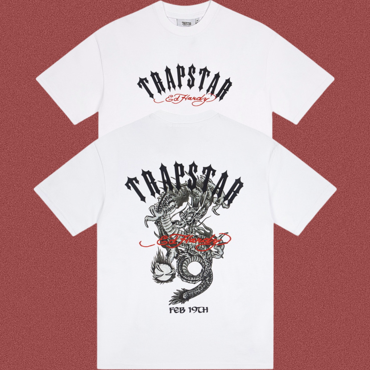 Trapstar Dragon & Globe Arch Logo Graphic Tee - White