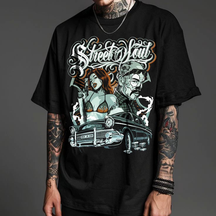 Original Trendy American Street West Coast Clown Short Sleeve T-shirt for Men and Women Loose Cotton Heavy Weight Chicano T-shirt