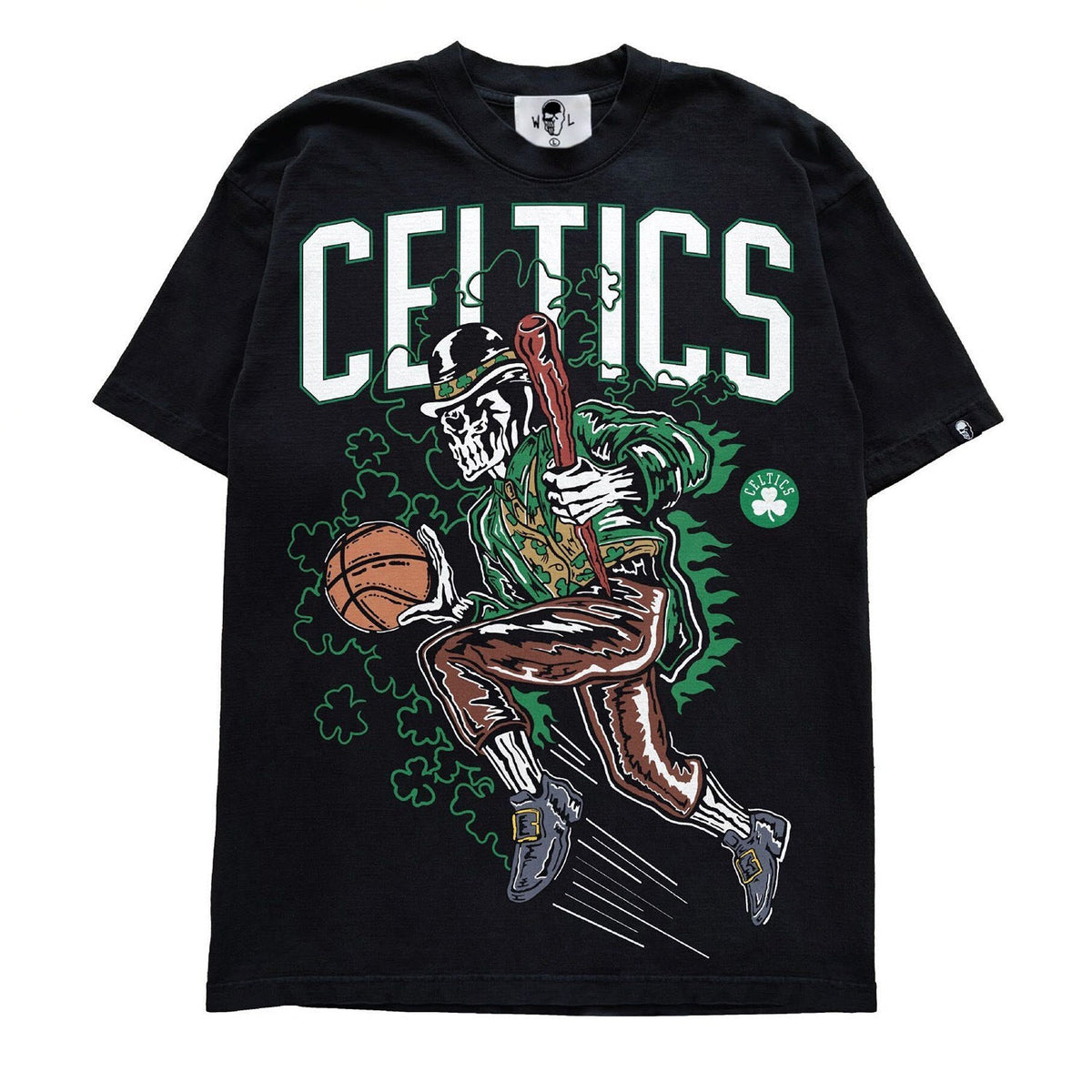 Warren Lotas Boston Celtics Leprechaun Skull T-Shirt - Black